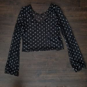 Black Urban Outfitters Mesh Blouse w/ Stars